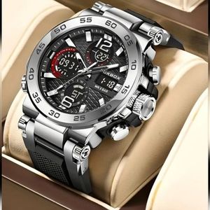 Beautiful Mens LIGE-FOXBOX Electronic, Sensory ,Dual Display, Glow-In-Dark Watch